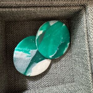 Green and White Clay Jumbo Studs